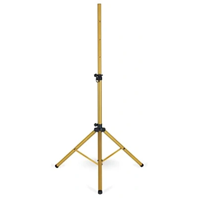Abbildung von Pronomic SPS 1S GD Boxenstativ Stahl Goldener Boxenständer mit Stabiler extra breiter Dreibein Konstruktion Höhe 120 193 cm Stativ auch als Dartstativ oder Fotostativ verwendbar