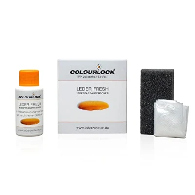 Abbildung von COLOURLOCK® Leder Fresh Tönung Mini 30 ml F Standard Farbe F012 Hellbeige (Lederfarbe, Farbauffrischung), beseitigt Schrammen, Ausbleichungen und Abnutzung an Kunstleder