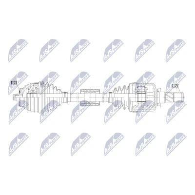 Abbildung von NTY NPW BM 255 Antriebswelle Vorderachse links 548mm Automatikgetriebe
