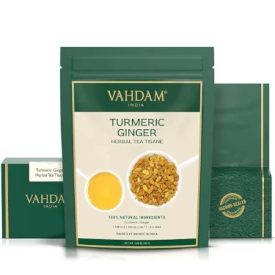 Abbildung von VAHDAM, Kurkuma Ingwer Kräutertee Tisane (100g) 100% Natürlicher Tee Und Als Heiß Oder Eistee Aufbrühen