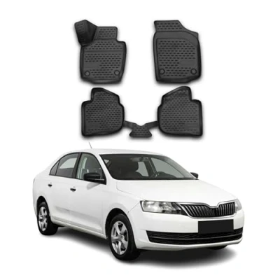 Abbildung von OMAC A016053 Fußmattensatz Gummi, TPE (thermoplastischer Elastomer) 4 schwarz SKODA: Rapid Schrägheck