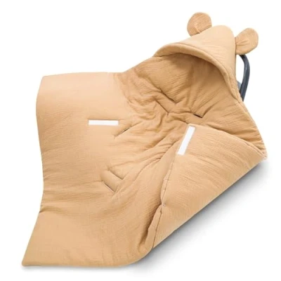 Abbildung von Einschlagdecke Musselin babyschale Kinderwagen 90 x cm babydecke für Kinderautositz universal Winter Baby Decke Buggy Autositz und Kindersitz Beige