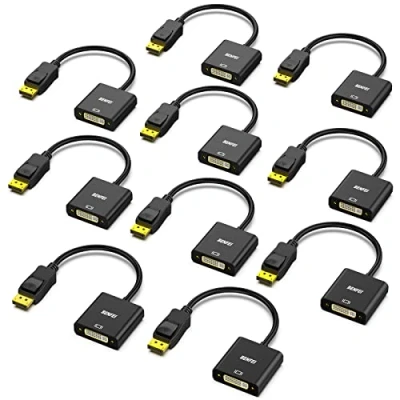 Abbildung von BENFEI DisplayPort auf DVI Konverter, 10 Stück, Vergoldet DP/Display Port zu D Kabel HDTV Adapter Konverter Männlich Weiblich