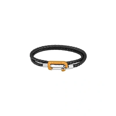 Abbildung von Lacoste Herren Lederarmbänder Kollektion MATT aus Doppelt Gewickeltem Leder mit Farbiger Karabinerverschluss Erhältlich in Braun, Marineblau oder Schwarz