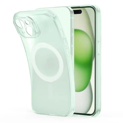 Abbildung von ESR für iPhone 15 Plus Hülle, klares Silikon Case mit MagSafe, stoßfeste dünne Abdeckung, vergilbungsbeständige transparente TPU Handyhülle, Zero Serie, Grün