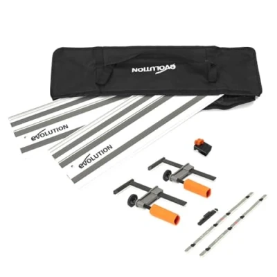 Abbildung von Evolution ST1400 G2 Führungsschiene Kreissägen Universal passend für die meisten Marken Makita, Metabo Bosch, Festool, 1,4m (2 x 700 mm ) Selbstausrichtende Verbindungsschienen, Endanschlag Zubehör