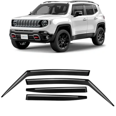 Abbildung von CLIM ART Windabweiser für/kompatible mit Jeep Renegade 2014 2024 SUV, Autofenster Regenschutz, Regenabweiser, Anklebbare Deflektoren, 4 Stück