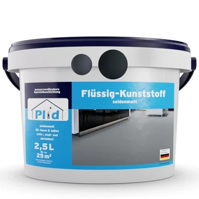 Abbildung von Plid® Flüssigkunststoff Innen &amp; Außen, Anthrazitgrau 2,5L Flüssiger Kunststoff Schutzschicht für Boden Wand Betonfarbe Wasserfest Bodenbeschichtung Terrasse, Werkstatt, Keller Flüssig PVC