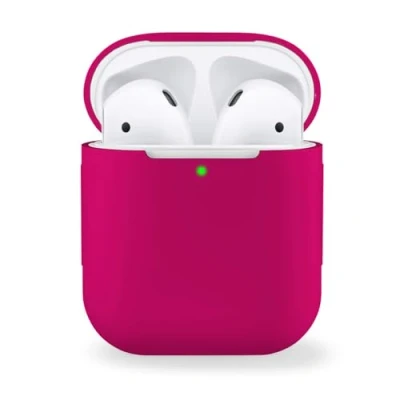 Abbildung von MyGadget Silikon Hülle kompatibel mit Apple AirPods 1 &amp; 2 Generation Schutzhülle [Qi kompatibel] Etui Soft Silikonhülle Case Tasche in Lila