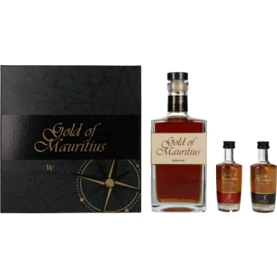 Abbildung von Gold of Mauritius Gift Set 40% Vol. 0,7l in Geschenkbox + 2x0,05l