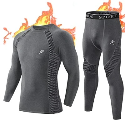 Abbildung von MeetHoo Thermounterwäsche Herren, Funktionsunterwäsche Atmungsaktiv Thermo Unterwäsche Set Lang Thermohemd &amp; Thermohose für Männer Skifahren Laufen Sport