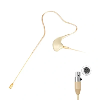 Abbildung von KIMAFUN Ohrset Mikrofon Headset Einzel Ohrhörer Ohrbügel, Über dem Ohr Hängendes Kondensatormikrofon Kompatibel mit Wireless System Bodypack Sender, Mini XLR TA3F, Beige, HC 830 D3