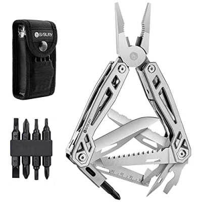 Abbildung von Geschenke für Männer Frauen, BIBURY Faltbares Multitools, Weihnachtsgeschenke Tools, Werkzeug Zange mit Flaschenöffner, Schraubendreher, Säge, Multi Tool ideal Camping, Reparieren Flash