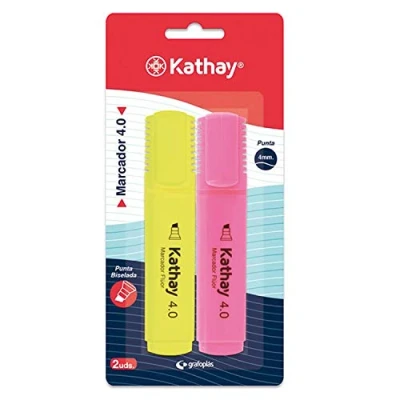 Abbildung von Kathay 86211953 Textmarker, Gelb und Rosa, abgeschrägte Spitze 4 mm, 2 Stück