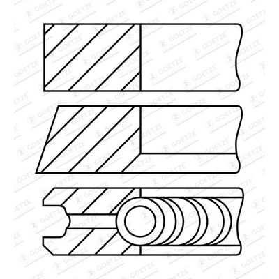 Abbildung von Goetze ENGINE 08 433100 00 Kolbenringsatz 83 Diamond Coated AUDI: A4 B8 Avant, A6 C6 Q7, VOLKSWAGEN: Phaeton, Touareg I, II