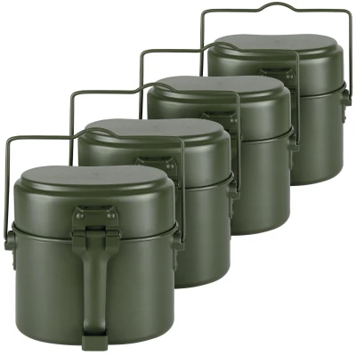 Abbildung von Camping Kochgeschirr Aluminium Topf. Pfanne. Teller 4 Sets