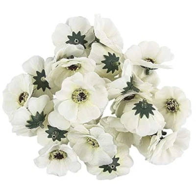 Abbildung von Ideen mit Herz Deko Blüten, Kunstblumen, Blüten Köpfe, Verschiedene Sorten, ca. Ø 4 5 cm (Anemone weiß 27 Stück)
