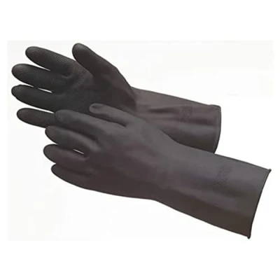 Abbildung von Ansell AlphaTec 87 118 Latex Chemikalienschutzhandschuhe, hohe Chemikalienbeständigkeit, wasserdicht und wiederverwendbar, Baumwollbeflockung, schwarz, 9.5 (XL)