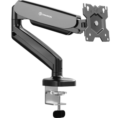 Abbildung von ONKRON Monitorhalterung Tisch für 13 32 Zoll Bildschirm bis 8 kg Monitor Halterung 1 Arm Gasdruckfeder 75x75 100x100 VESA Tischhalterung Schwenkarm drehbar neigbar Schwarz G50 B