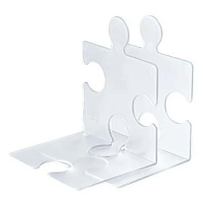 Abbildung von HAN CD Ständer &amp; Buchstütze Puzzle, standfester kombinierbarer Stehsammler in modernem Puzzle Look, für CDs, Bücher DVDs, 9212 63, transluzent klar
