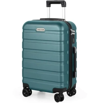 Abbildung von TANTOMI Handgepäck Koffer, Reisekoffer Hartschalenkoffer, Koffer &amp; Trolley mit Passwortsperre, Hartschale Suitcase 4 Rollen(Helles Dunkelgrün)