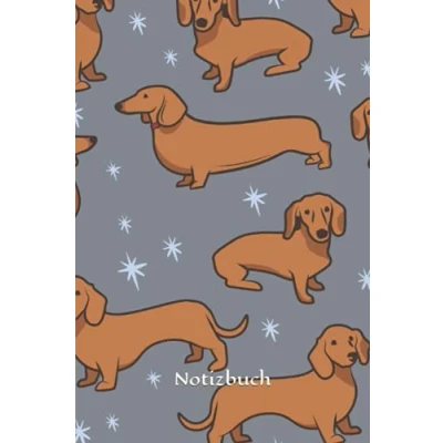 Abbildung von Notizbuch: Dackel Notizbuch 6x9 Zoll DIN A5 120 Seiten Punktraster Dackelmuster Notizheft Hundehalter Tagebuch Hunde Notebook Hundeliebhaber Schreibheft