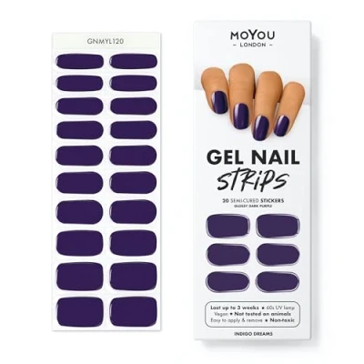 Abbildung von MOYOU LONDON Halbgehärtete UV Gel Strips 20 Stück Nagelfolien Härtend für Maniküre in Salonqualität Indigo
