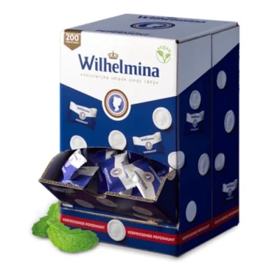 Abbildung von Wilhelmina Pfefferminz vegan verpackt pro Stück, Box 200 Stück