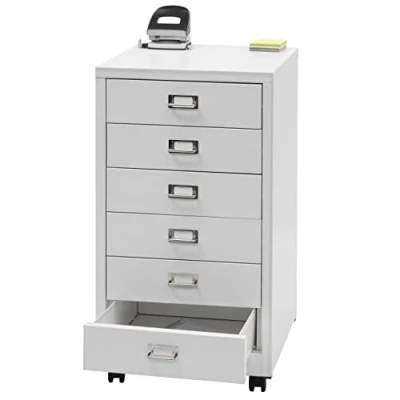 Abbildung von Mendler Rollcontainer HWC L49, Schubladenschrank Stahlschrank Aktenschrank, Metall 75x40x41cm 6 Schubladen weiß