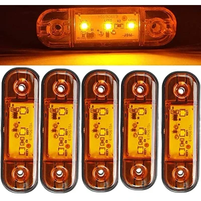 Abbildung von Seitenmarkierungsleuchten, 10 Stück 3LED Auto Markierungsleuchten Autoseiten Kontrollleuchten 12V 24V Vordere Seitenleuchte Positionsleuchten für LKW (Gelb)