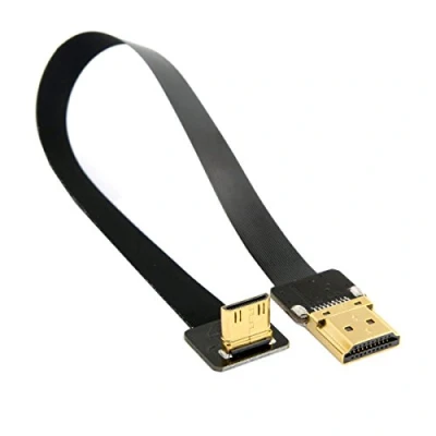 Abbildung von Cablecc CYFPV 90 Grad nach oben abgewinkelter FPV Mini HDMI Stecker auf Stecker, FPC Flachkabel, 20 cm, für HDTV Multicopter Luftfotografie