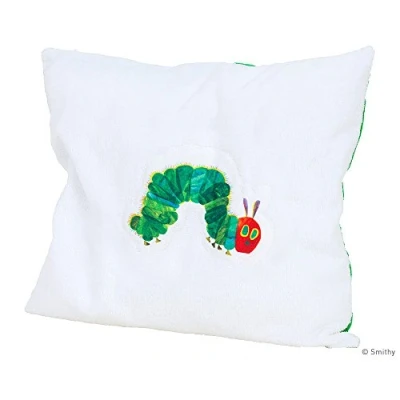 Abbildung von Smithy Kissenbezug Motiv RAUPE NIMMERSATT 40x40 Dekokissen Bezug Baumwolle Frottee Mädchen Junge Baby (weiß)