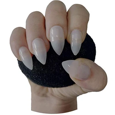 Abbildung von 600 Stück Kurze Stiletto Falsche Nagelspitzen NATURAL Full Cover Acryl Press On Nägel Tips Extensions Professional Salon &amp; Home Use