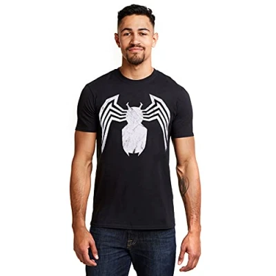 Abbildung von Marvel Herren Venom Emblem T Shirt, Schwarz (Schwarz Schwarz), L