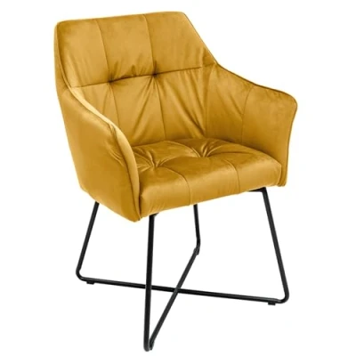 Abbildung von riess ambiente Polsterstuhl LOFT senfgelb / schwarz (Einzelartikel, 1 St), Esszimmer · Samt mit Armlehne Retro