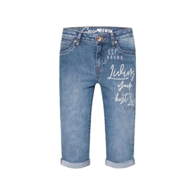 Abbildung von SOCCX Slim fit Jeans Capri mit Label Print in Mid Blue Prin (1 tlg) Nicht Vorhanden
