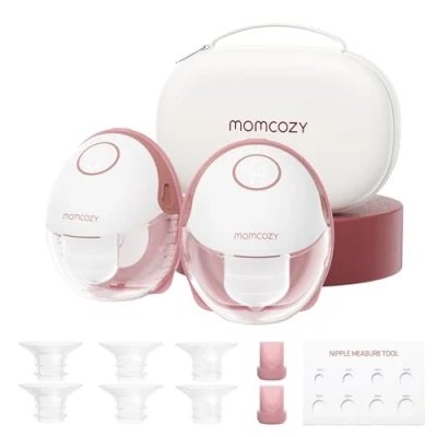 Abbildung von Momcozy Milchpumpe Mobile Style M6, Tragbare Stillpumpe, Idealer Rhythmus für mehr Milch, DoubleFit Flansch, Passform und Diskretion mit 3 Modi 9 Stufen 24 mm (2, Grau)
