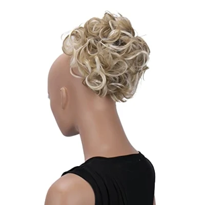 Abbildung von CAISHA Dutt Haarteil Zopf Haarknoten Hepburn Haargummi Hochsteckfrisuren DM15cm Gewellt Hellblond Mix HK114