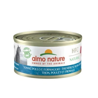 Abbildung von almo nature HFC Natural Katzenfutter nass Thunfisch, Huhn und Käse 24er Pack (24 x 70g)