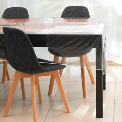 Abbildung von Soleil d&#039;ochre, kristalltransparente rechteckige Tischdecke, 300 Mikron, 160 x cm