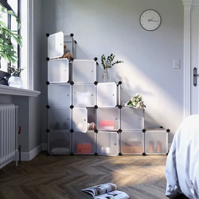 Abbildung von SONGMICS Kleiderschrank LPC44BS 16 Würfel DIY Regalsystem Kleiderschrank, weiß