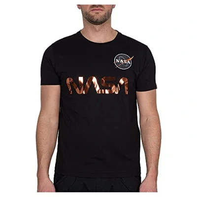 Abbildung von Alpha Industries Herren NASA Reflective T Shirt, Black/Copper, XL