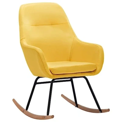 Abbildung von vidaXL Schaukelstuhl Relaxstuhl Schwingsessel Schwingstuhl Stuhl Polsterstuhl Wippstuhl Schaukelsessel Sessel Relaxsessel Senfgelb Stoff