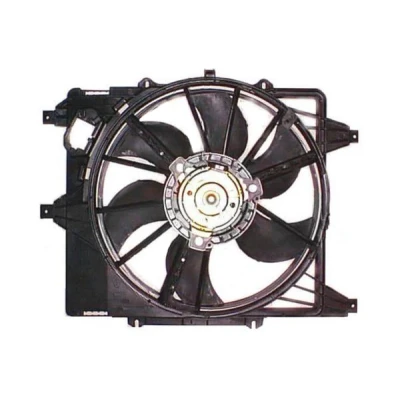 Abbildung von NRF 47361 Lüfter 380 12 250 mit Kühlerlüfterrahmen (Zarge) RENAULT: MEGANE 2, Kangoo II Express, CLIO 2