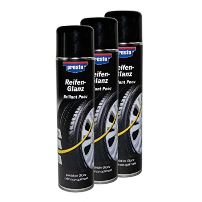 Abbildung von Reifenglanz Spray Reifenpflege Schutz Glanz Versiegelung Presto 383458 3 X 600 ml