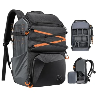 Abbildung von K&amp;F Concept Professionelle Kamerarucksack 25L,Große Fotorucksack Wasserdichte, Camera backpack für DSLR Kamera mit 15,6 Zoll Laptopfach Regenschutz, Geeignet Stadtfotografie/Reisen/Wandern