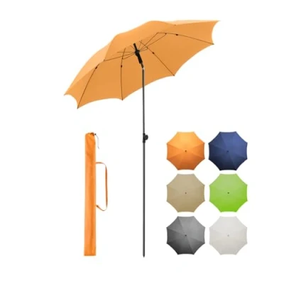 Abbildung von FARE Sonnenschirm Gr. M 180 cm Durchmesser UV Schutz 50+ für Balkon Garten Terrasse Sommer Titan Finish Knickvorrichtung Drehfeststeller inkl. Tragetasche (aprikose)