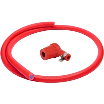 Abbildung von cyclingcolors zündkabel rot 7mm länge 1m + ZÜNDKERZENSTECKER zündungskabel Kupfer Motorrad Auto Moped Roller rasenmäher Traktor
