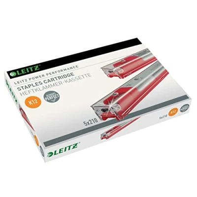 Abbildung von Leitz Power Performance Heavy Duty Heftklammerkassetten K12, Verzinkt, Box mit 5 Kassetten, x 210 Heftklammern, 55940000
