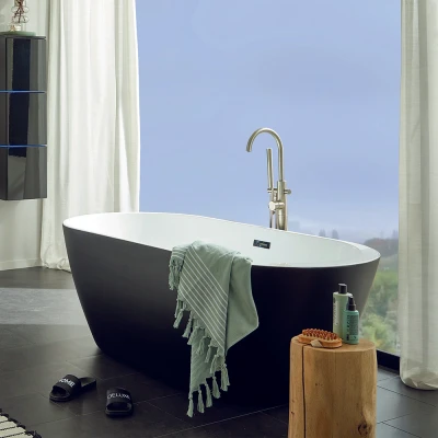 Abbildung von HOME DELUXE Badewanne Freistehende CODO Black Editio…, inkl. komplettem Zubehör I Acrylwanne